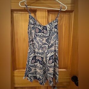 Charlotte Russe Navy and White Paisley Romper